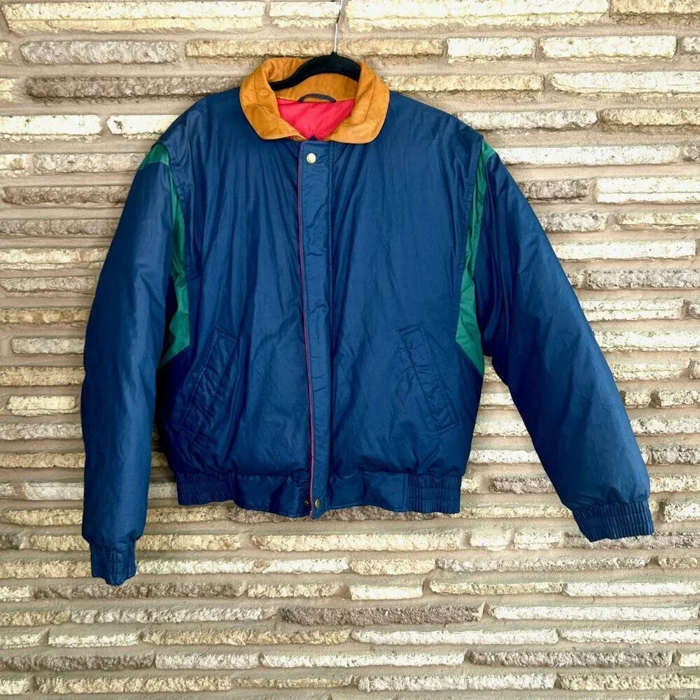 Gant Vintage 90s Goose Down Puffer Jacket Colorblock Size Large